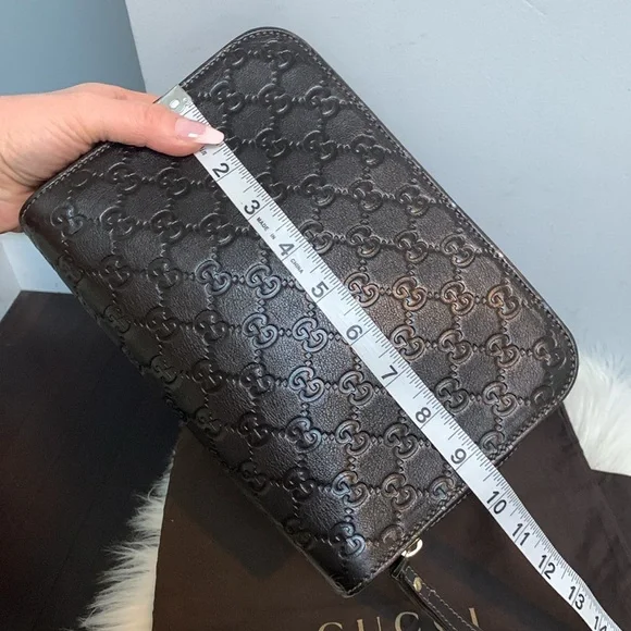 ❌SOLD❌Authentic Gucci all brown leather large clutch / wristlet w dustbag - Picture 6 of 17